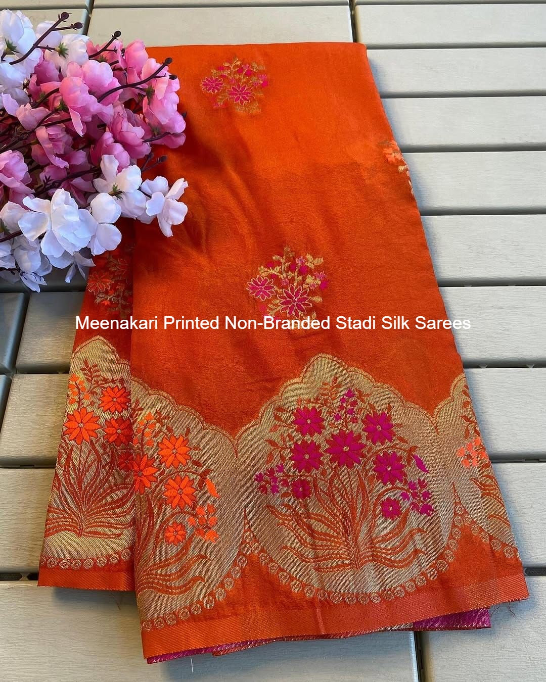 Meenakari Printed Non-Branded Stadi Silk Sarees