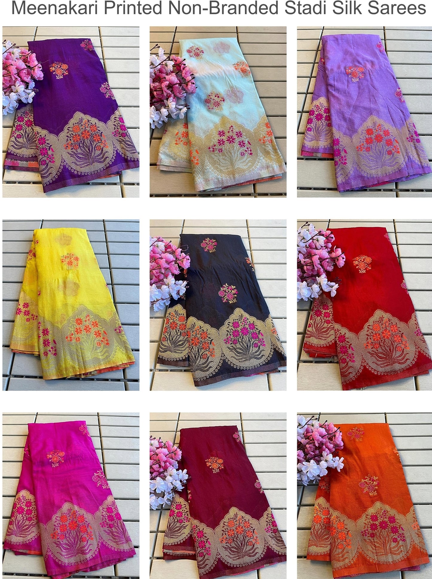 Meenakari Printed Non-Branded Stadi Silk Sarees