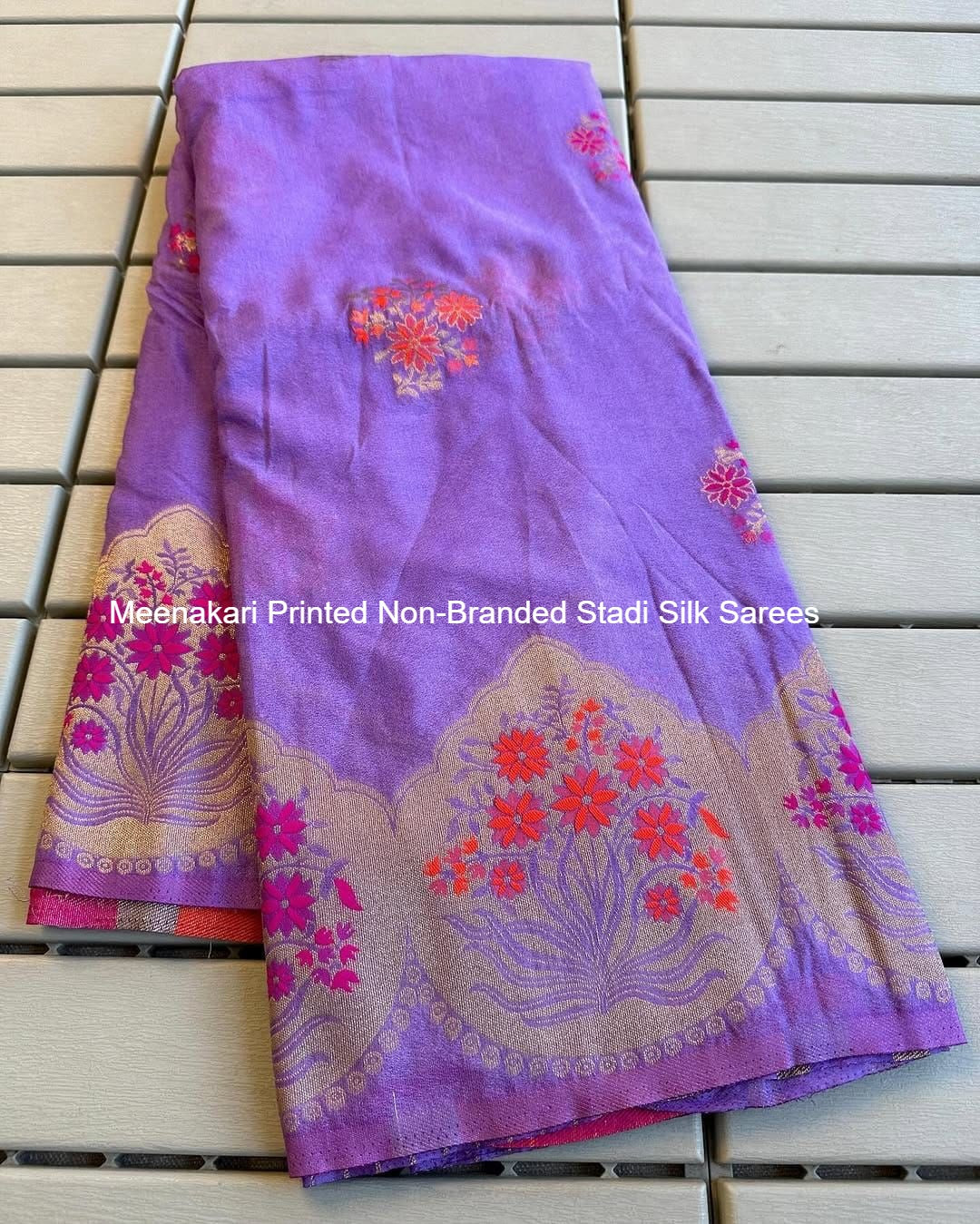 Meenakari Printed Non-Branded Stadi Silk Sarees