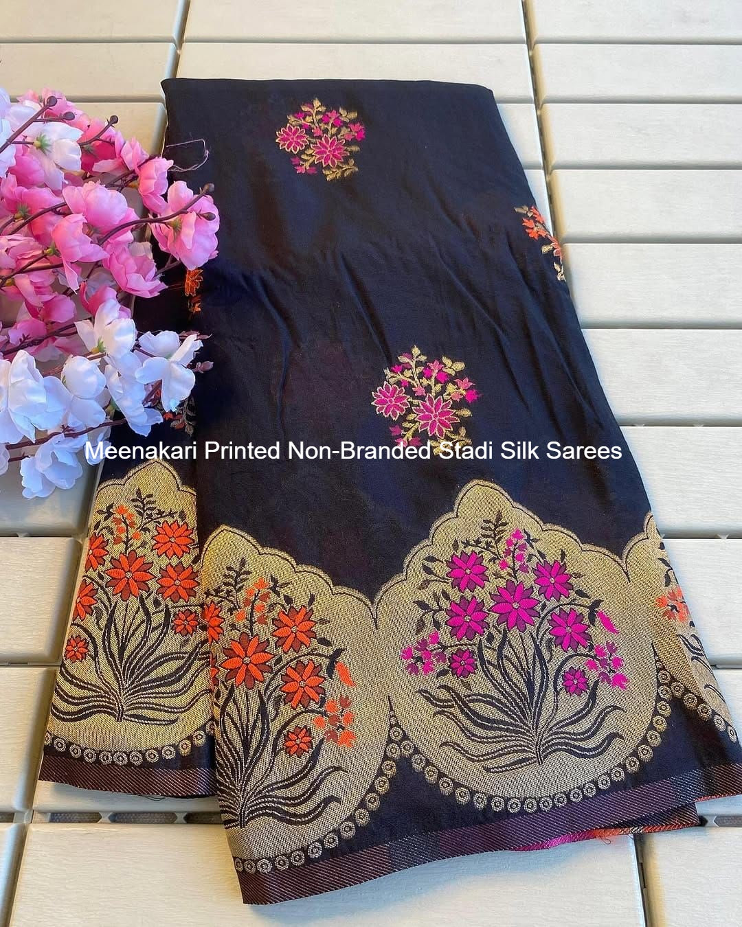 Meenakari Printed Non-Branded Stadi Silk Sarees