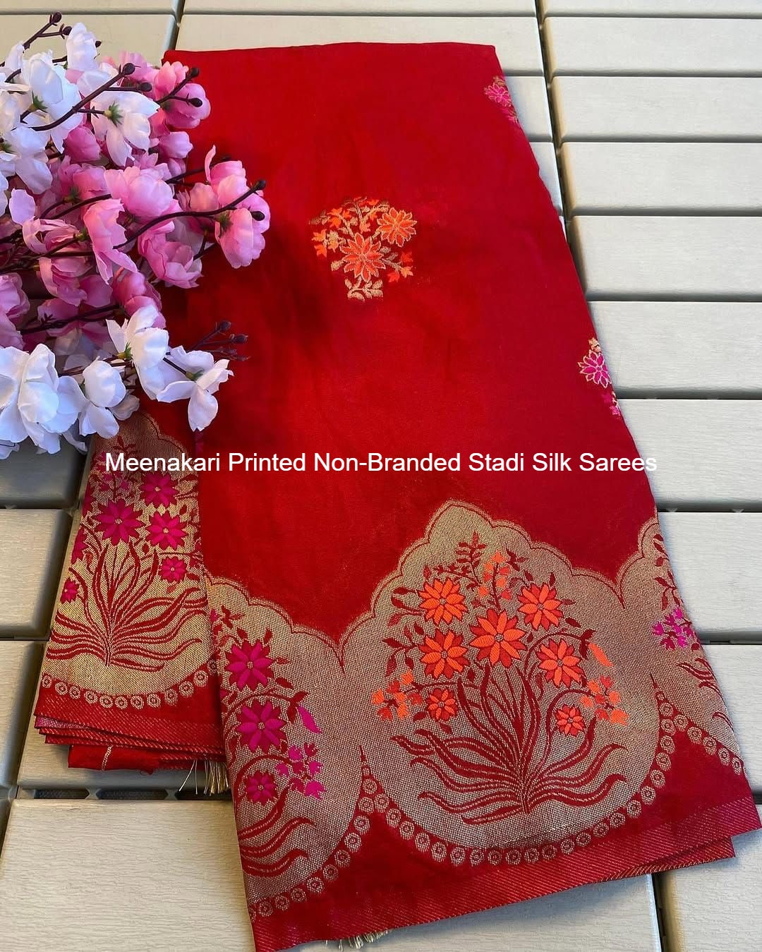 Meenakari Printed Non-Branded Stadi Silk Sarees
