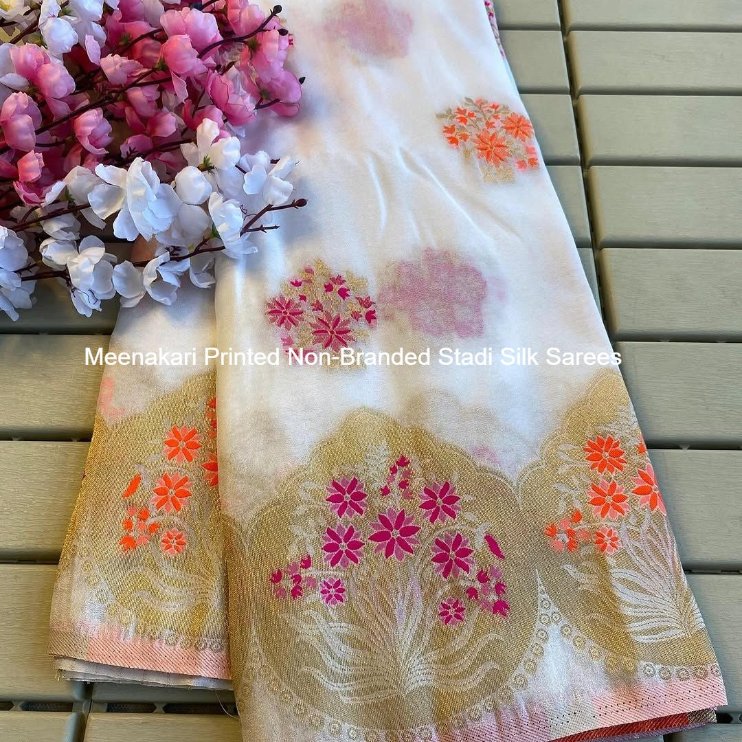 Meenakari Printed Non-Branded Stadi Silk Sarees