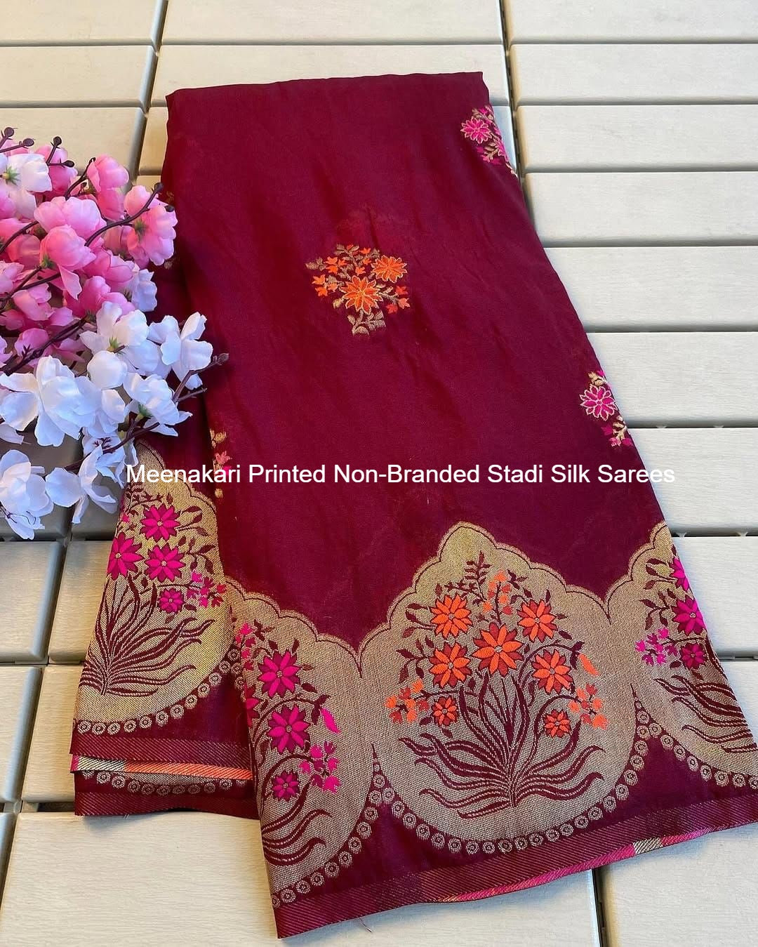 Meenakari Printed Non-Branded Stadi Silk Sarees