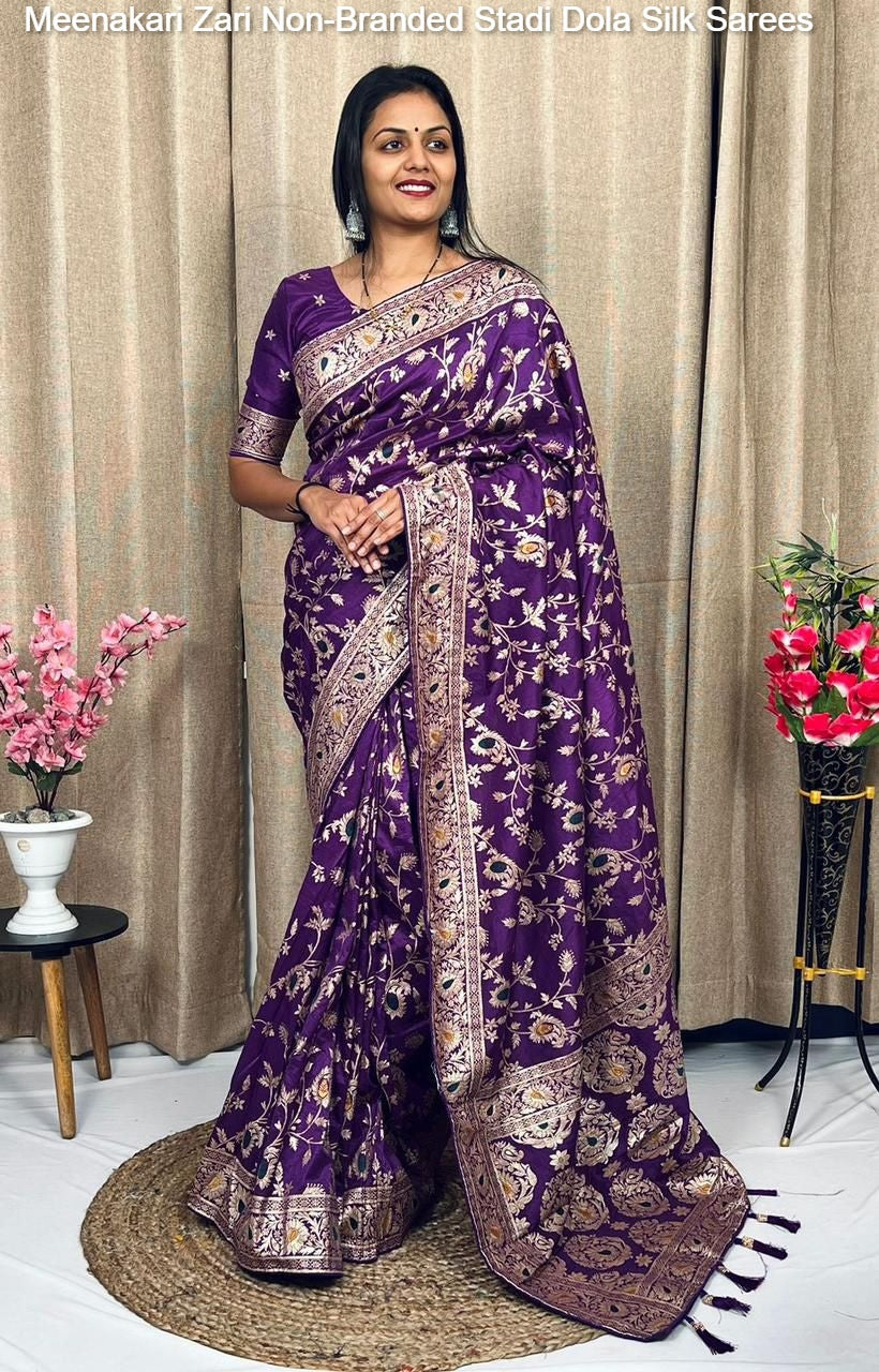 Meenakari Zari Non-Branded Stadi Dola Silk Sarees