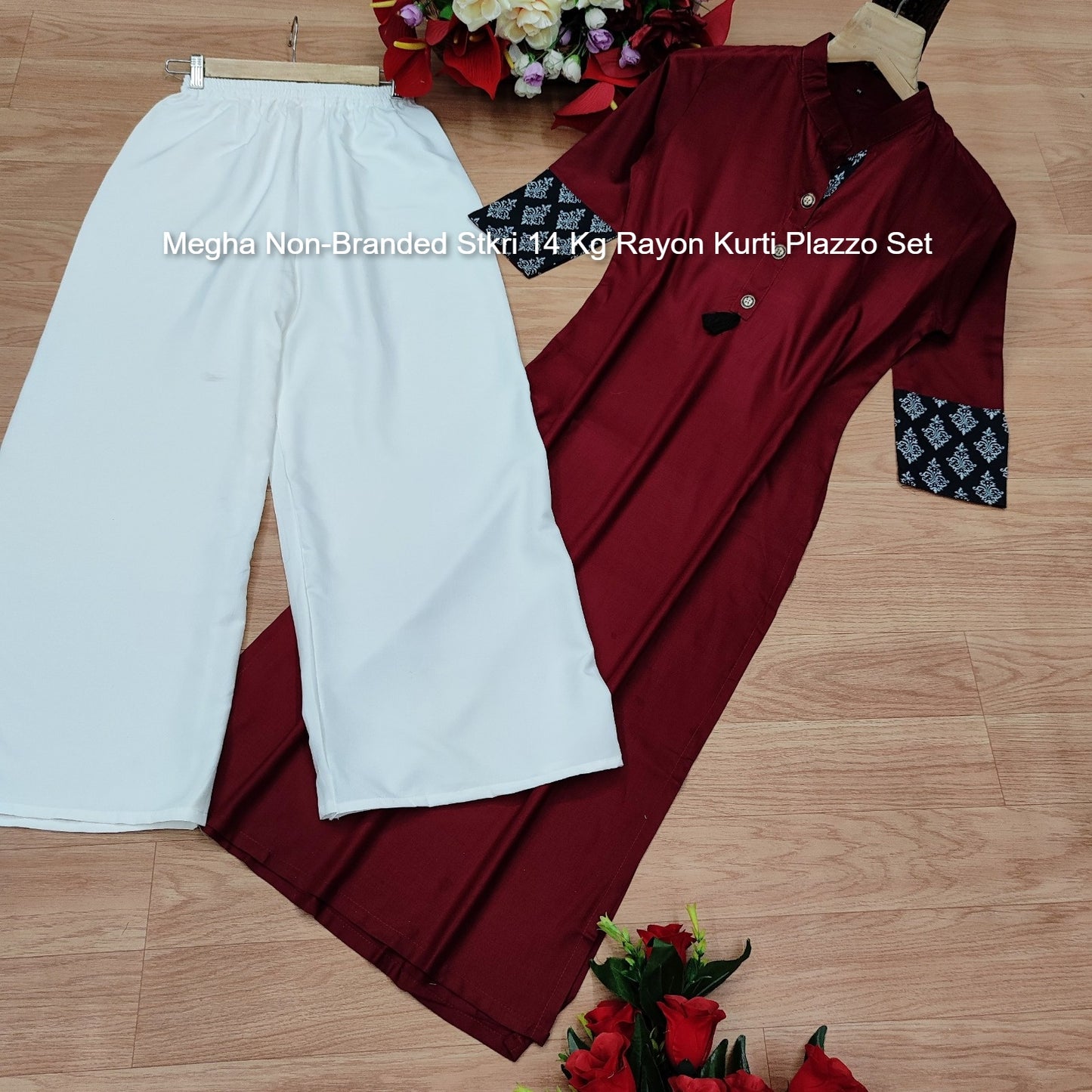 Megha Non-Branded Stkri 14 Kg Rayon Kurti Plazzo Set