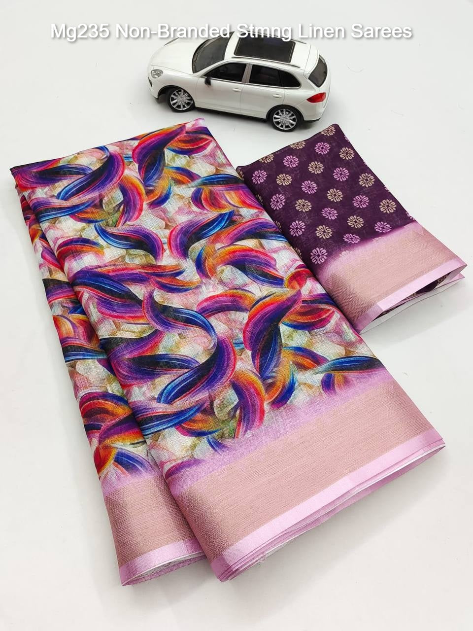 Mg235 Non-Branded Stmng Linen Sarees