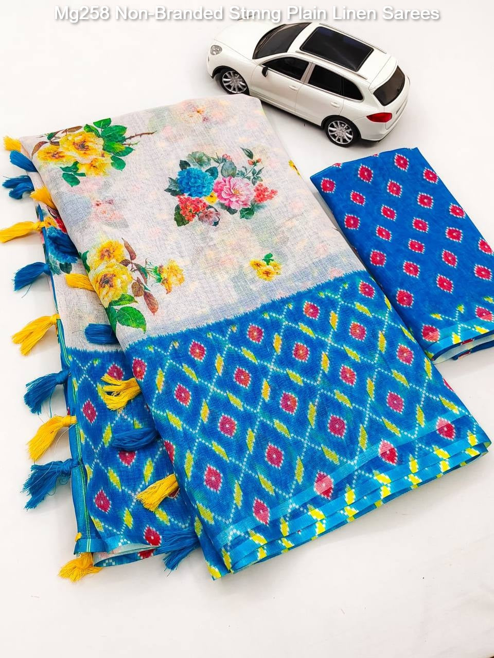 Mg258 Non-Branded Stmng Plain Linen Sarees