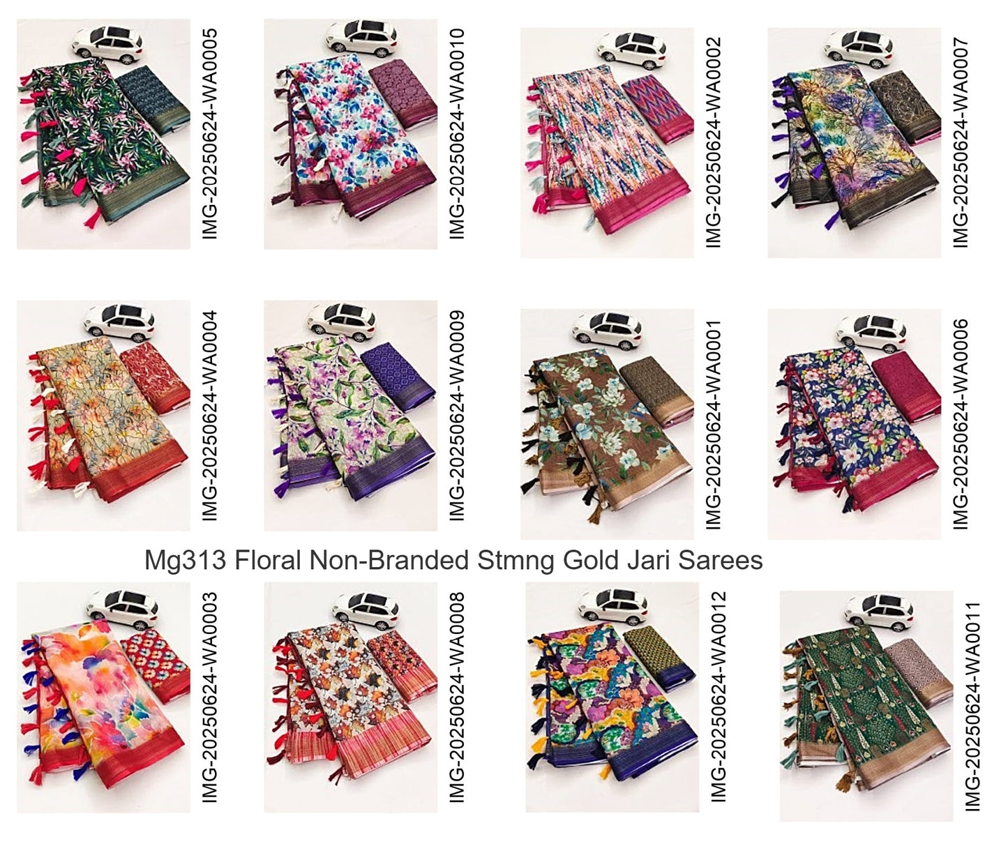 Mg313 Floral Non-Branded Stmng Gold Jari Sarees