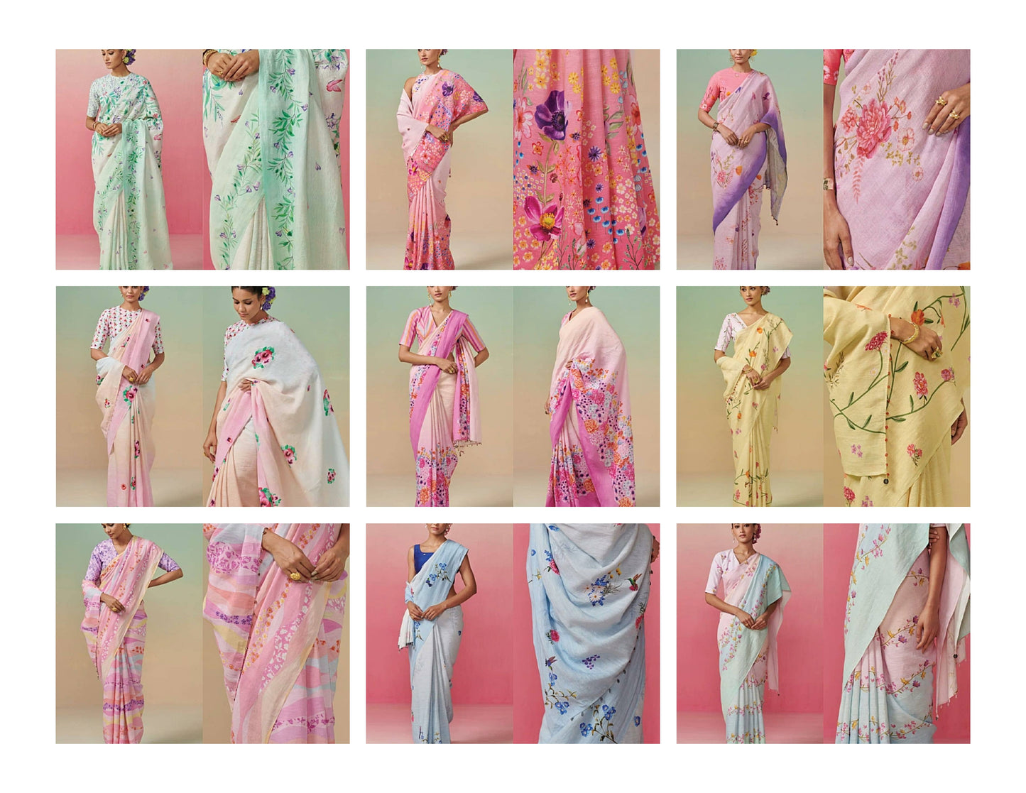 Mg344 Non-Branded Stmng Plain Linen Sarees