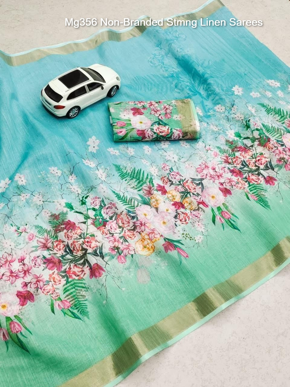 Mg356 Non-Branded Stmng Linen Sarees