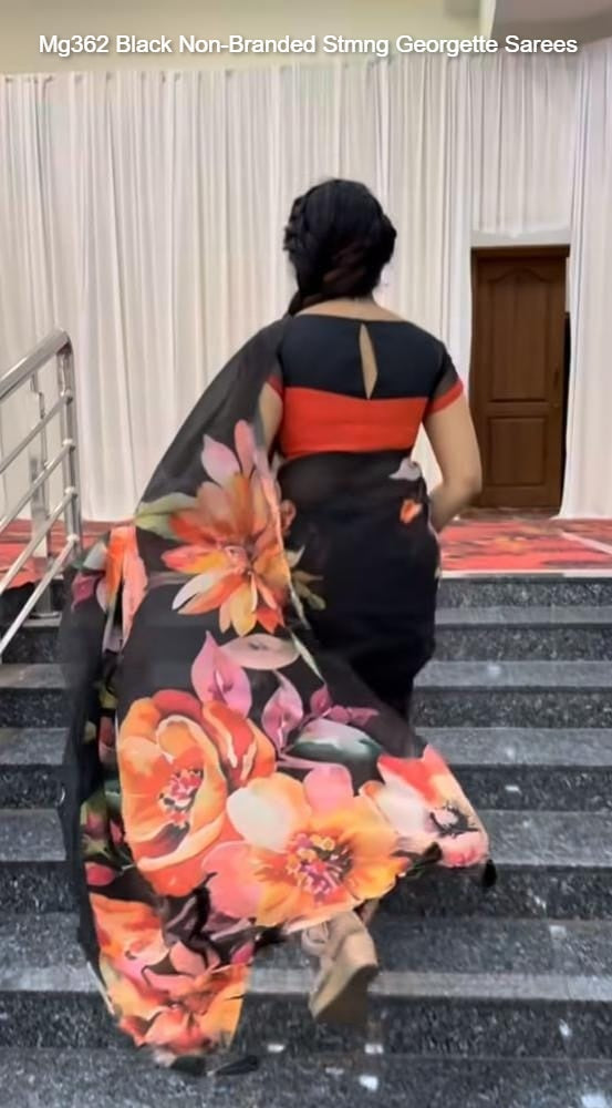 Mg362 Black Non-Branded Stmng Georgette Sarees