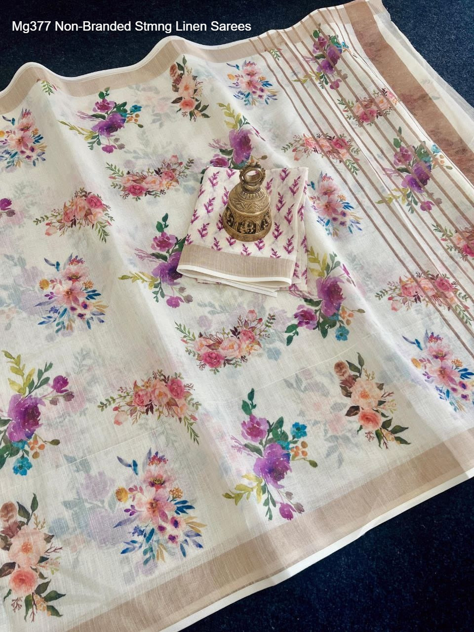 Mg377 Non-Branded Stmng Linen Sarees