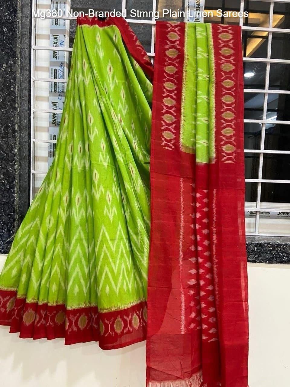 Mg380 Non-Branded Stmng Plain Linen Sarees