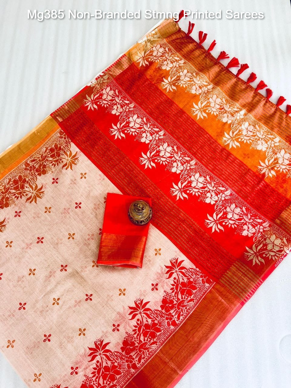 Mg385 Non-Branded Stmng Printed Sarees