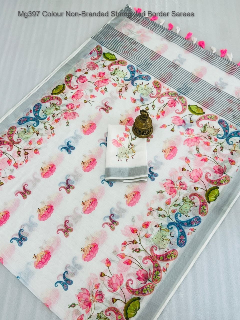 Mg397 Colour Non-Branded Stmng Jari Border Sarees