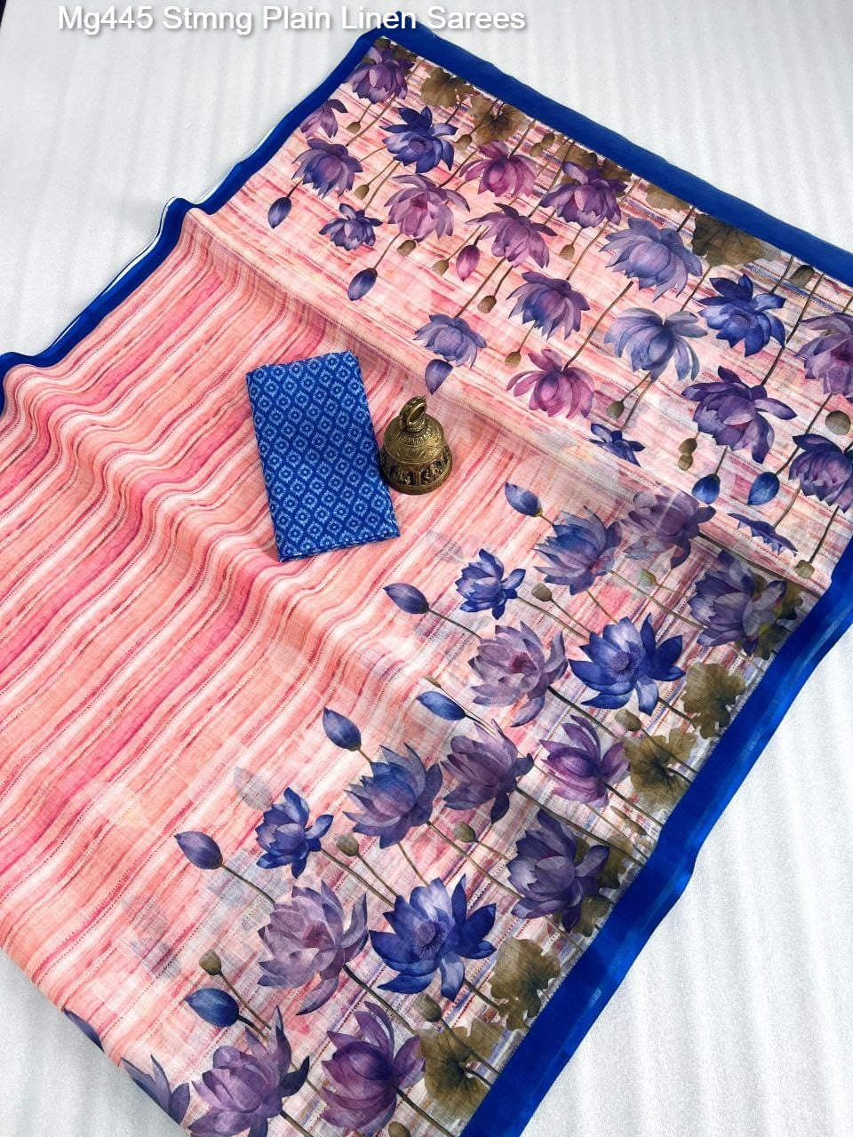 Mg445 Stmng Plain Linen Sarees