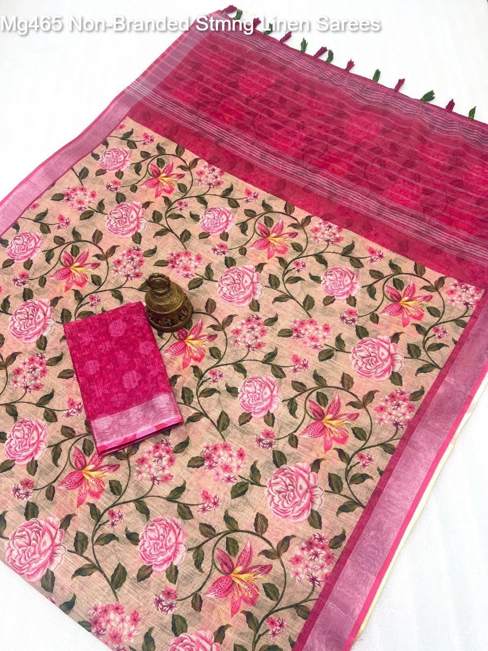 Mg465 Non-Branded Stmng Linen Sarees