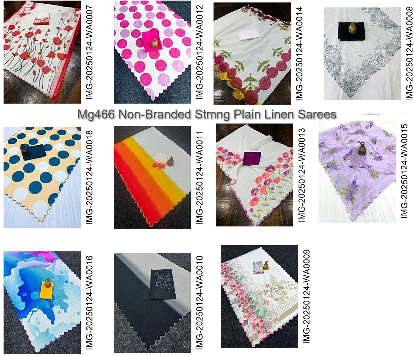 Mg466 Non-Branded Stmng Plain Linen Sarees