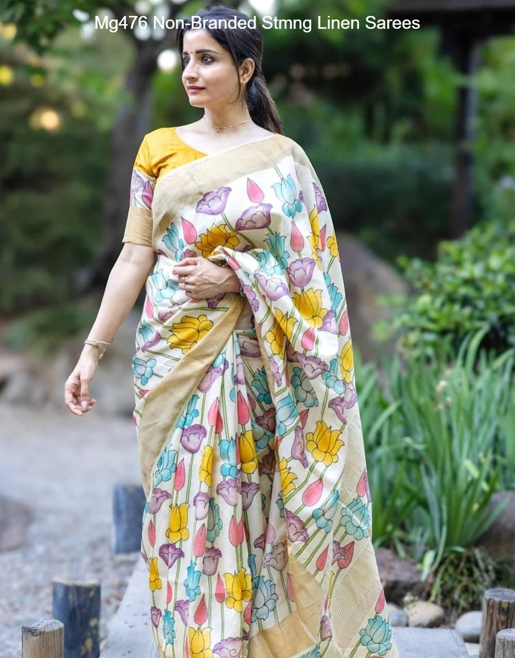 Mg476 Non-Branded Stmng Linen Sarees