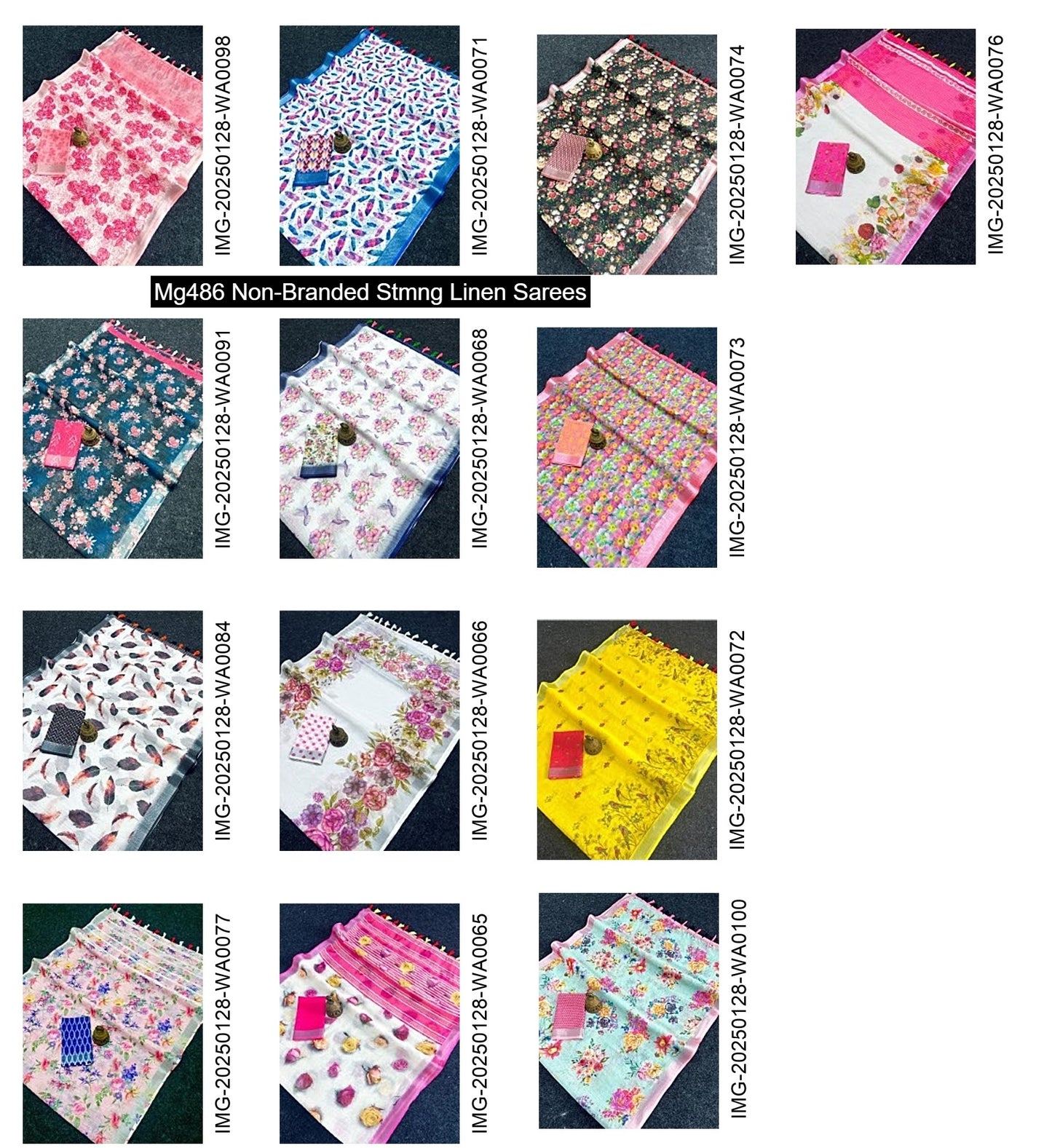 Mg486 Non-Branded Stmng Linen Sarees