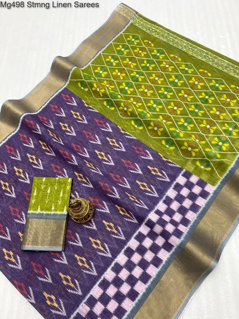 Mg498 Non-Branded Stmng Linen Sarees