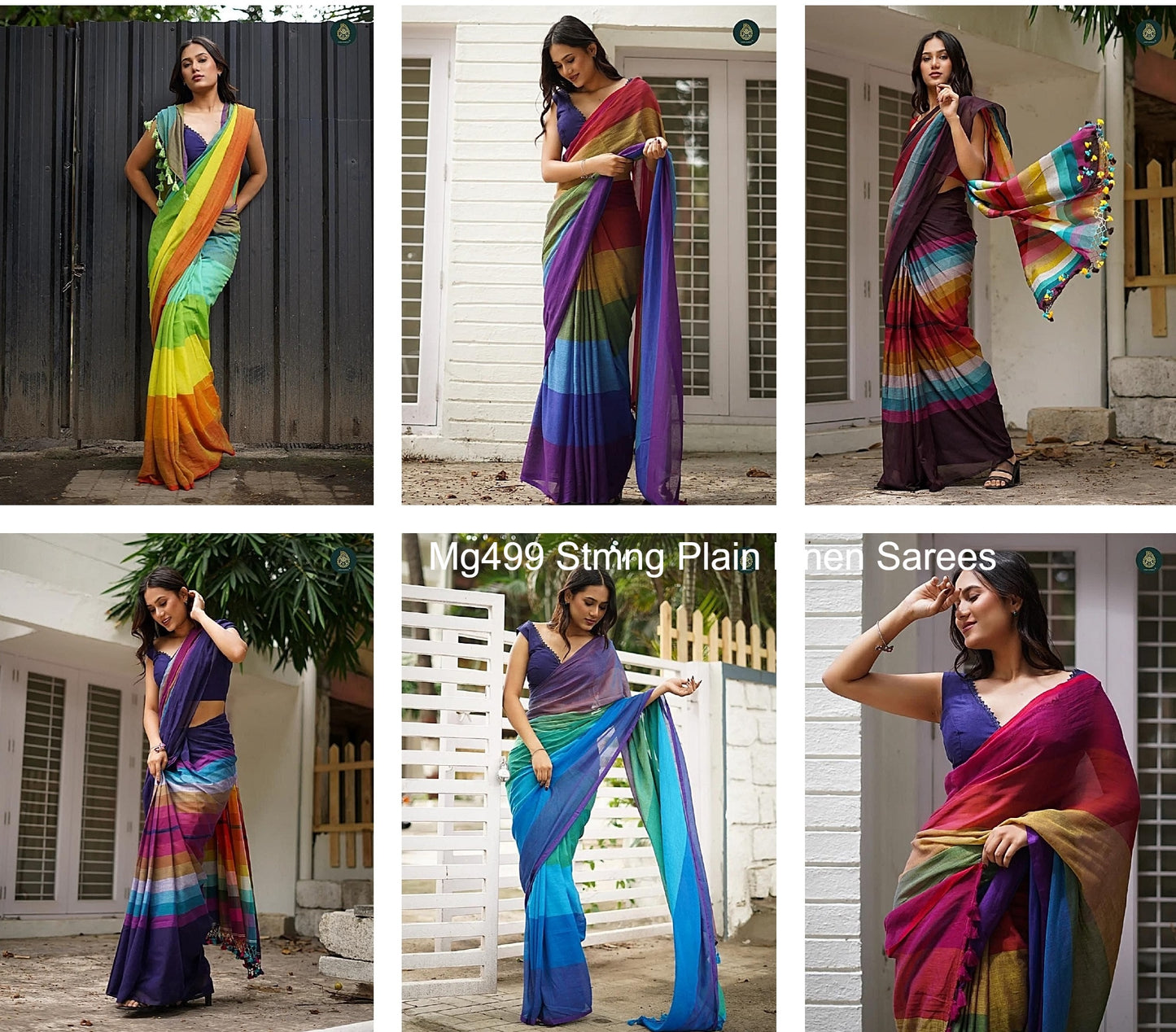 Mg499 Stmng Plain Linen Sarees