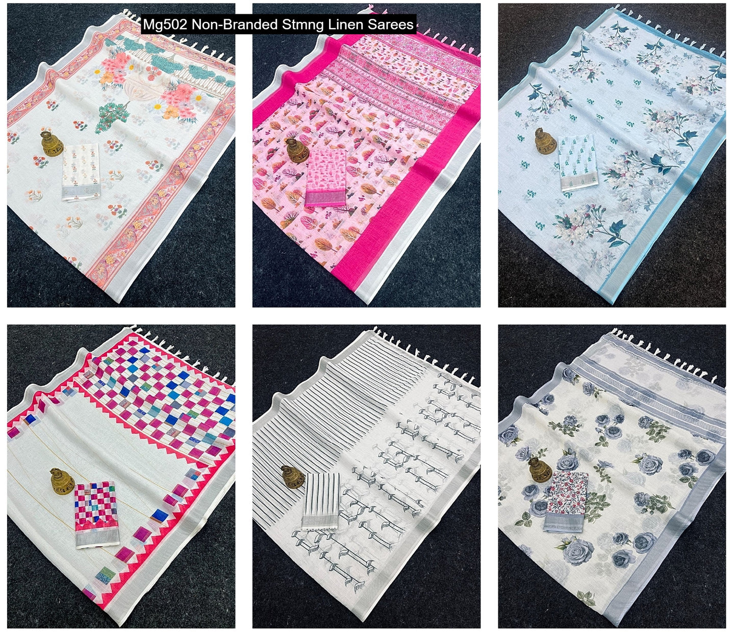 Mg502 Non-Branded Stmng Linen Sarees