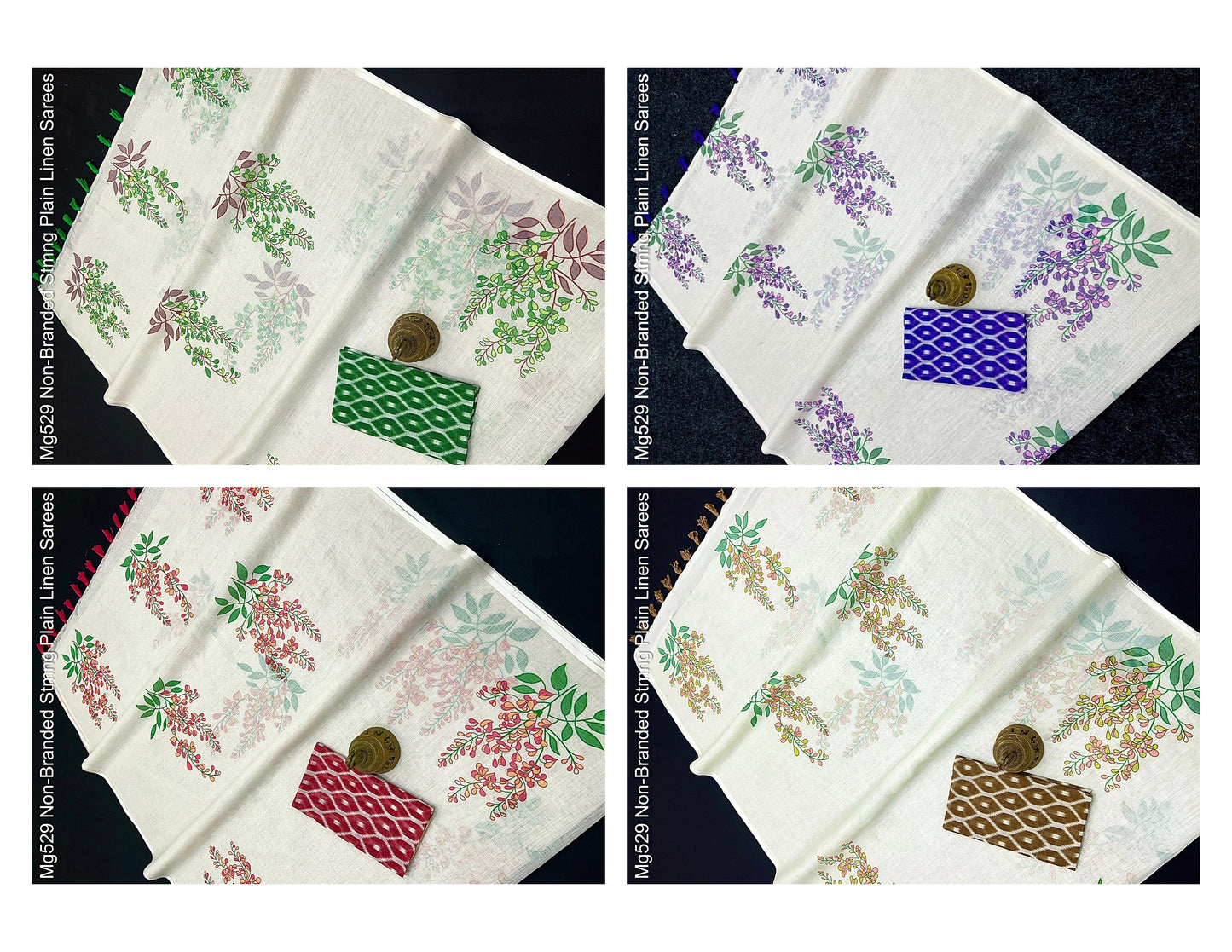 Mg529 Non-Branded Stmng Plain Linen Sarees