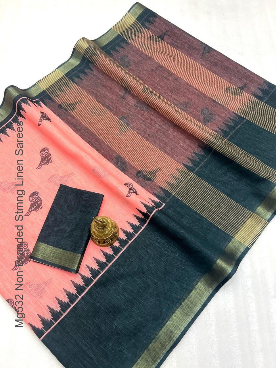 Mg532 Non-Branded Stmng Linen Sarees