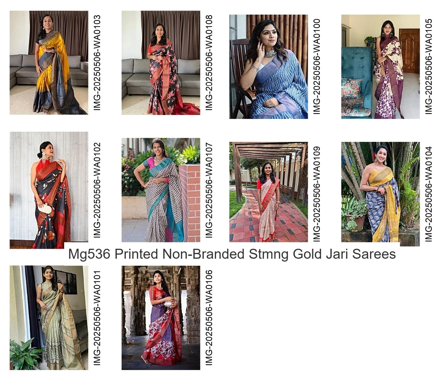 Mg536 Printed Non-Branded Stmng Gold Jari Sarees