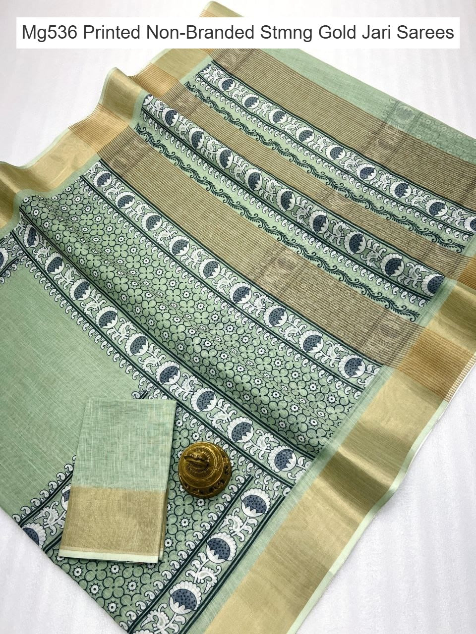 Mg536 Printed Non-Branded Stmng Gold Jari Sarees
