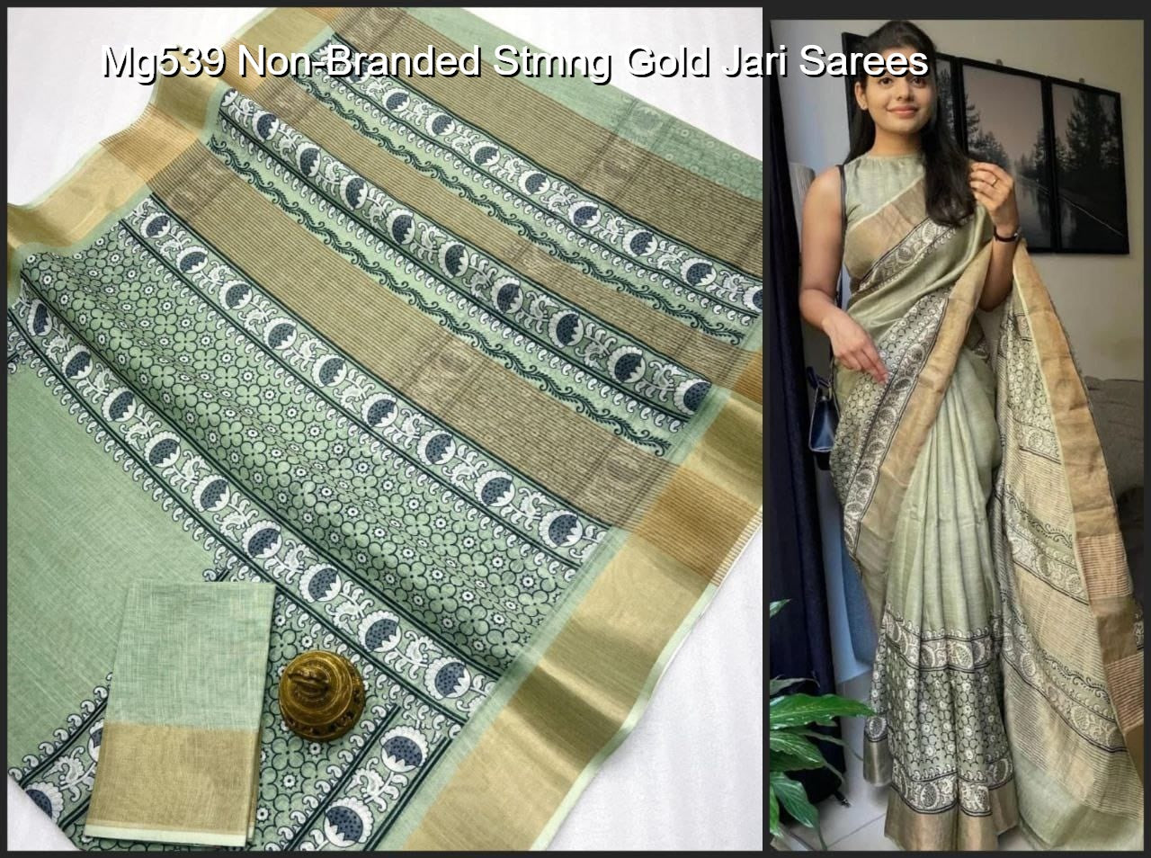 Mg539 Non-Branded Stmng Gold Jari Sarees