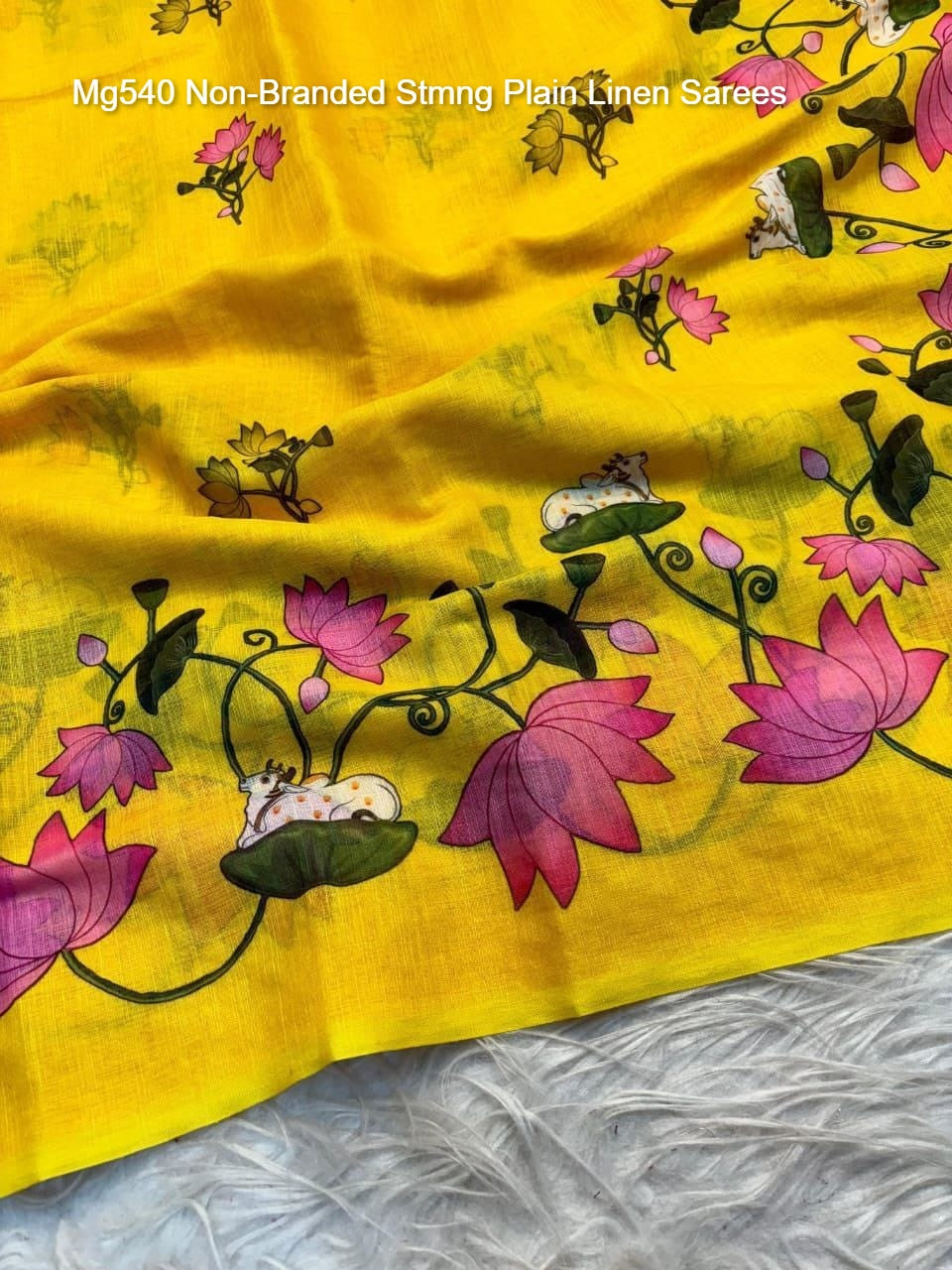 Mg540 Non-Branded Stmng Plain Linen Sarees