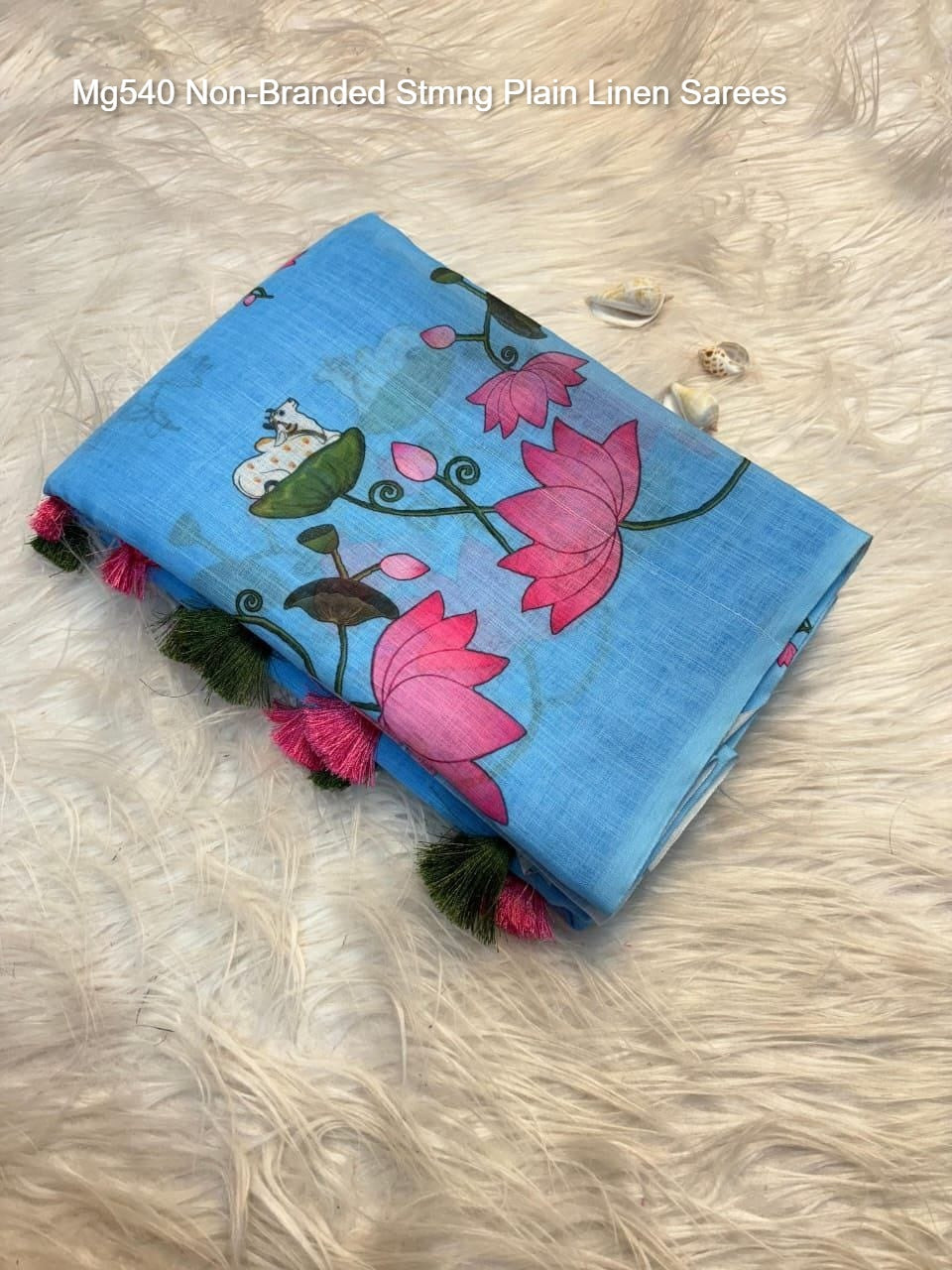 Mg540 Non-Branded Stmng Plain Linen Sarees