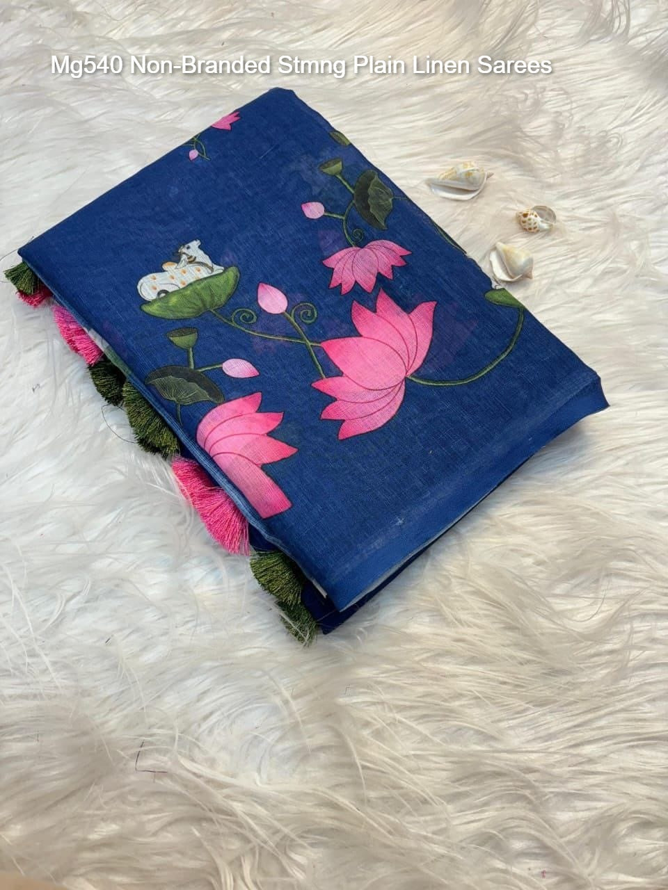 Mg540 Non-Branded Stmng Plain Linen Sarees