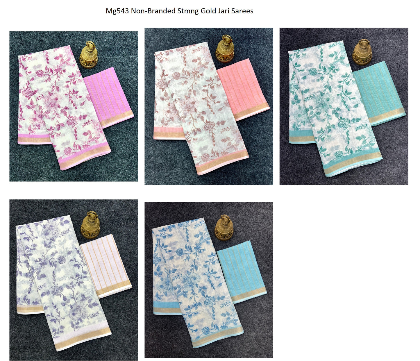 Mg543 Non-Branded Stmng Gold Jari Sarees