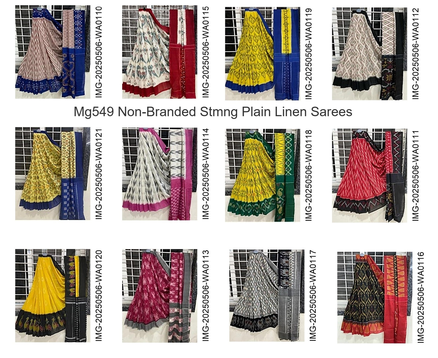 Mg549 Non-Branded Stmng Plain Linen Sarees