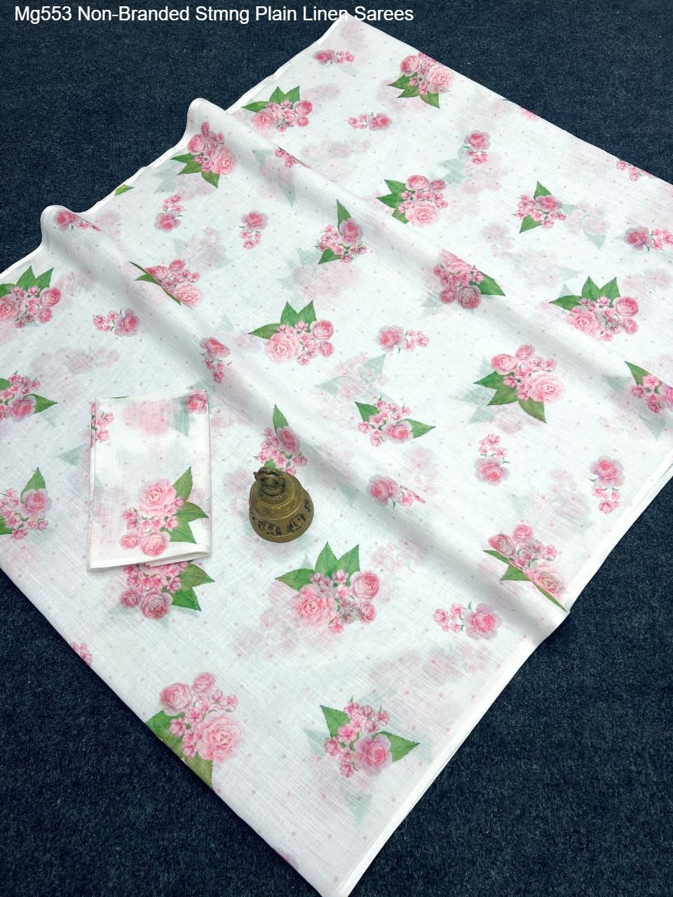 Mg553 Non-Branded Stmng Plain Linen Sarees
