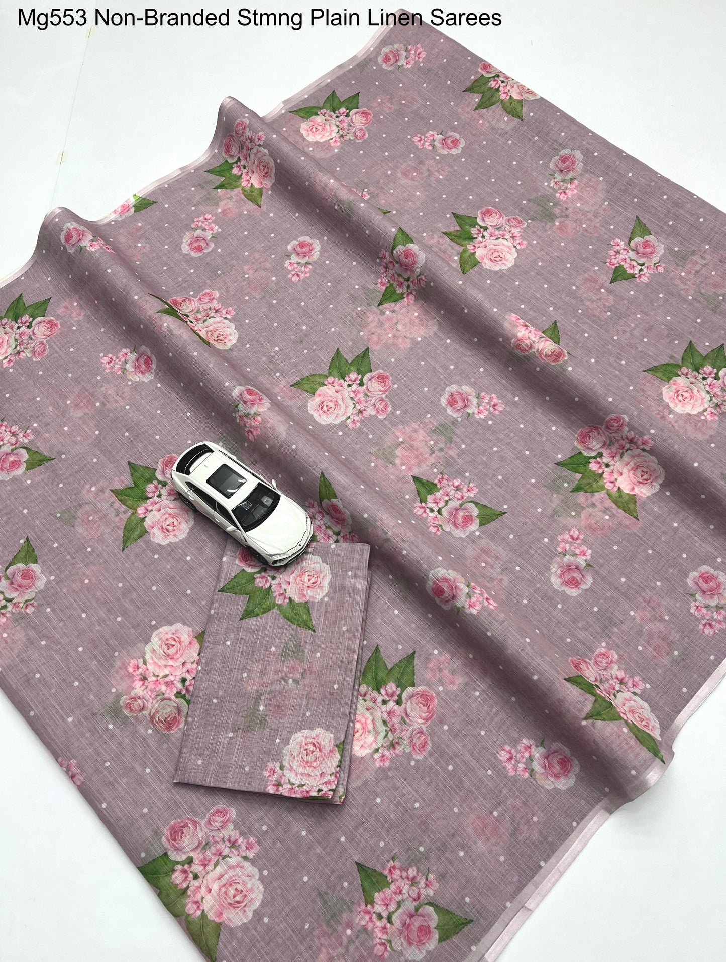 Mg553 Non-Branded Stmng Plain Linen Sarees