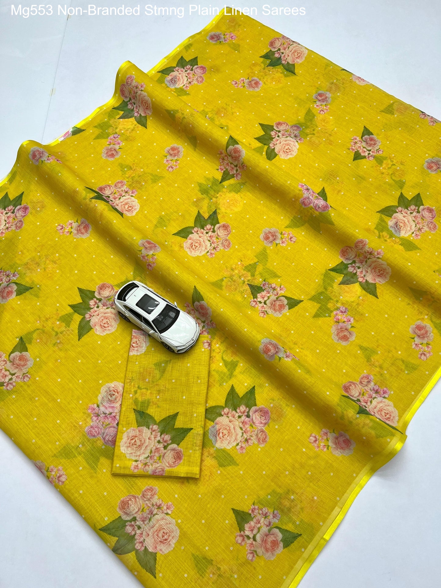 Mg553 Non-Branded Stmng Plain Linen Sarees