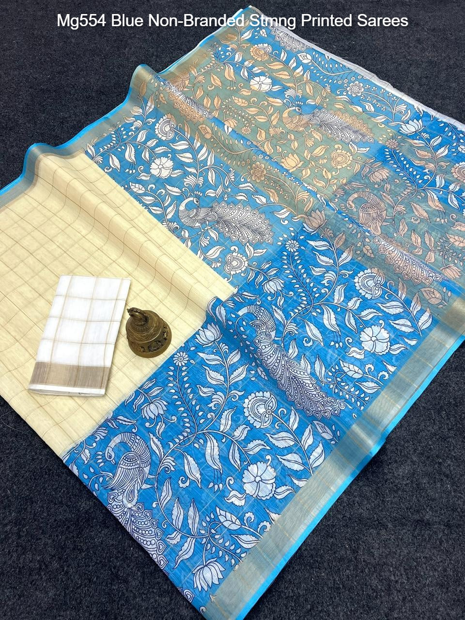 Mg554 Blue Non-Branded Stmng Printed Sarees