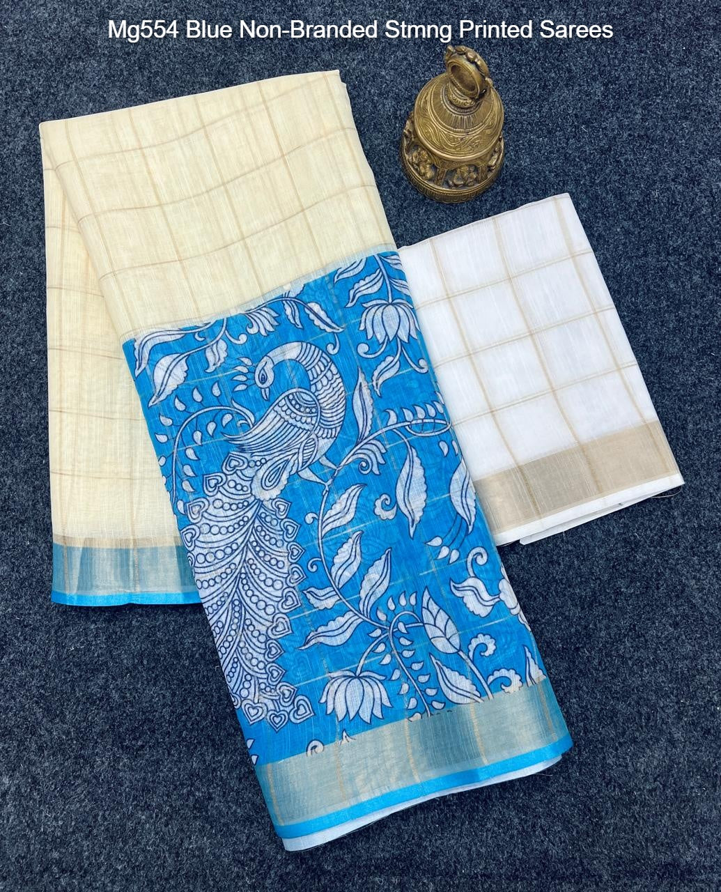 Mg554 Blue Non-Branded Stmng Printed Sarees