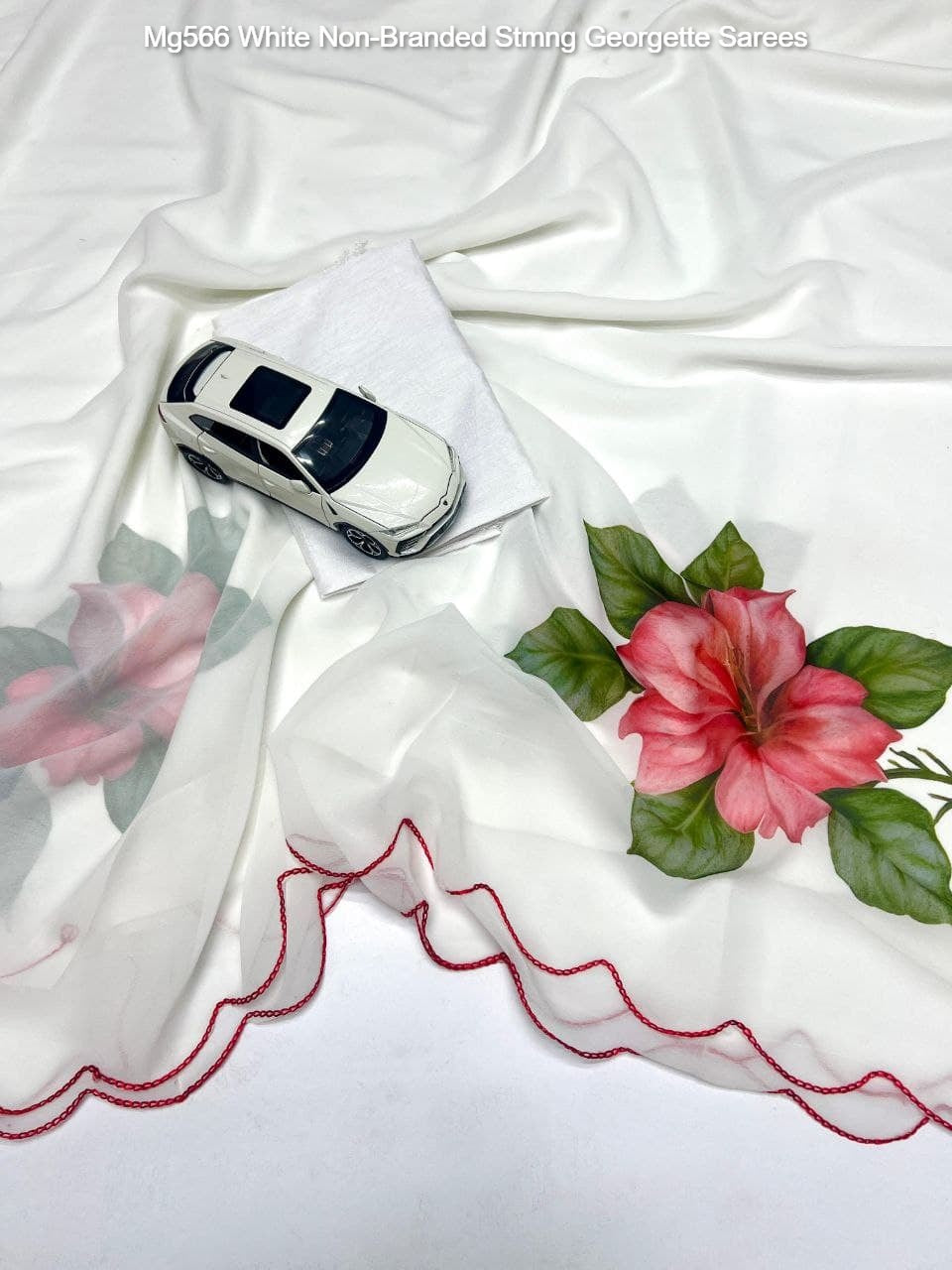 Mg566 White Non-Branded Stmng Georgette Sarees