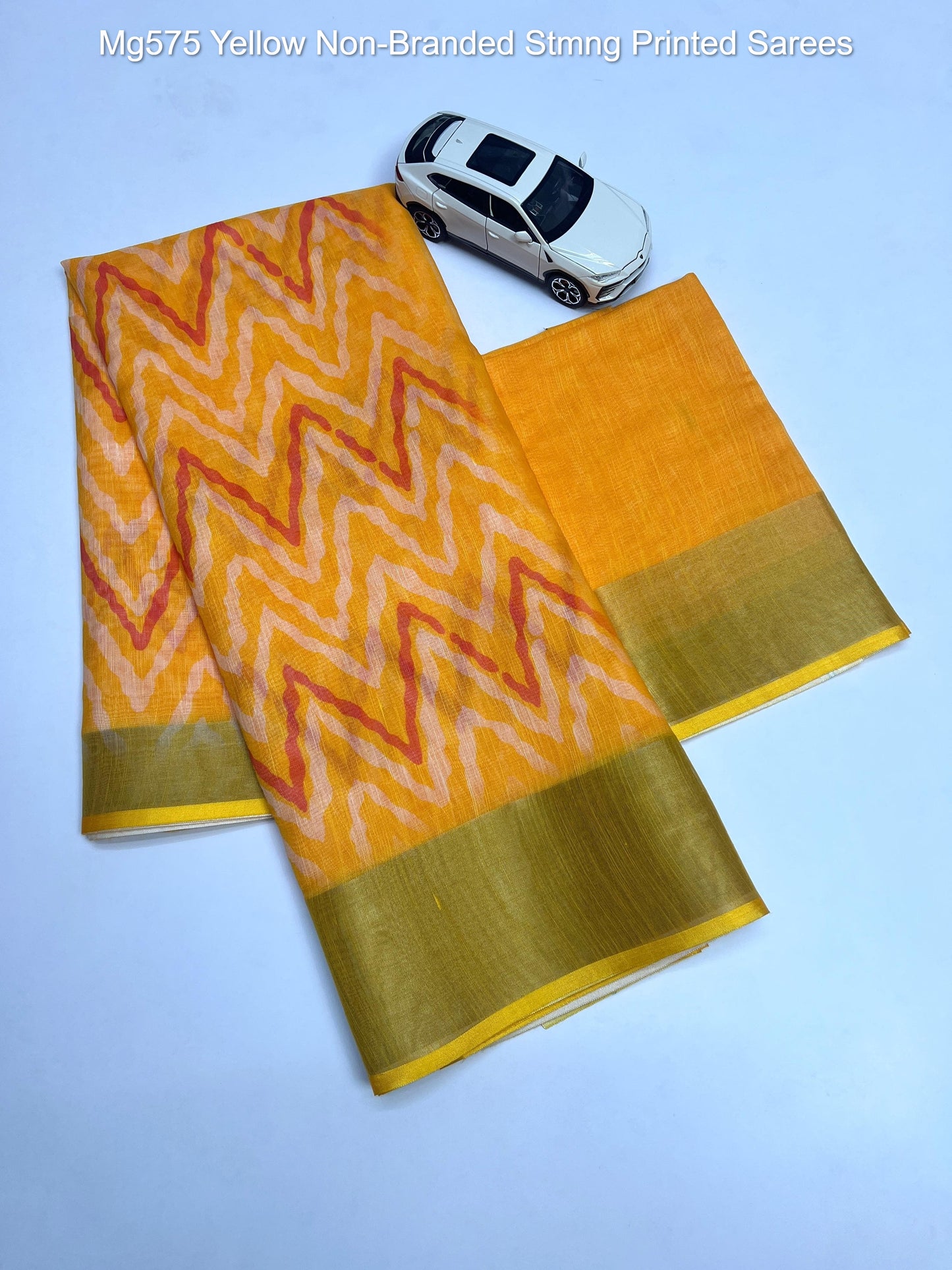 Mg575 Yellow Non-Branded Stmng Printed Sarees