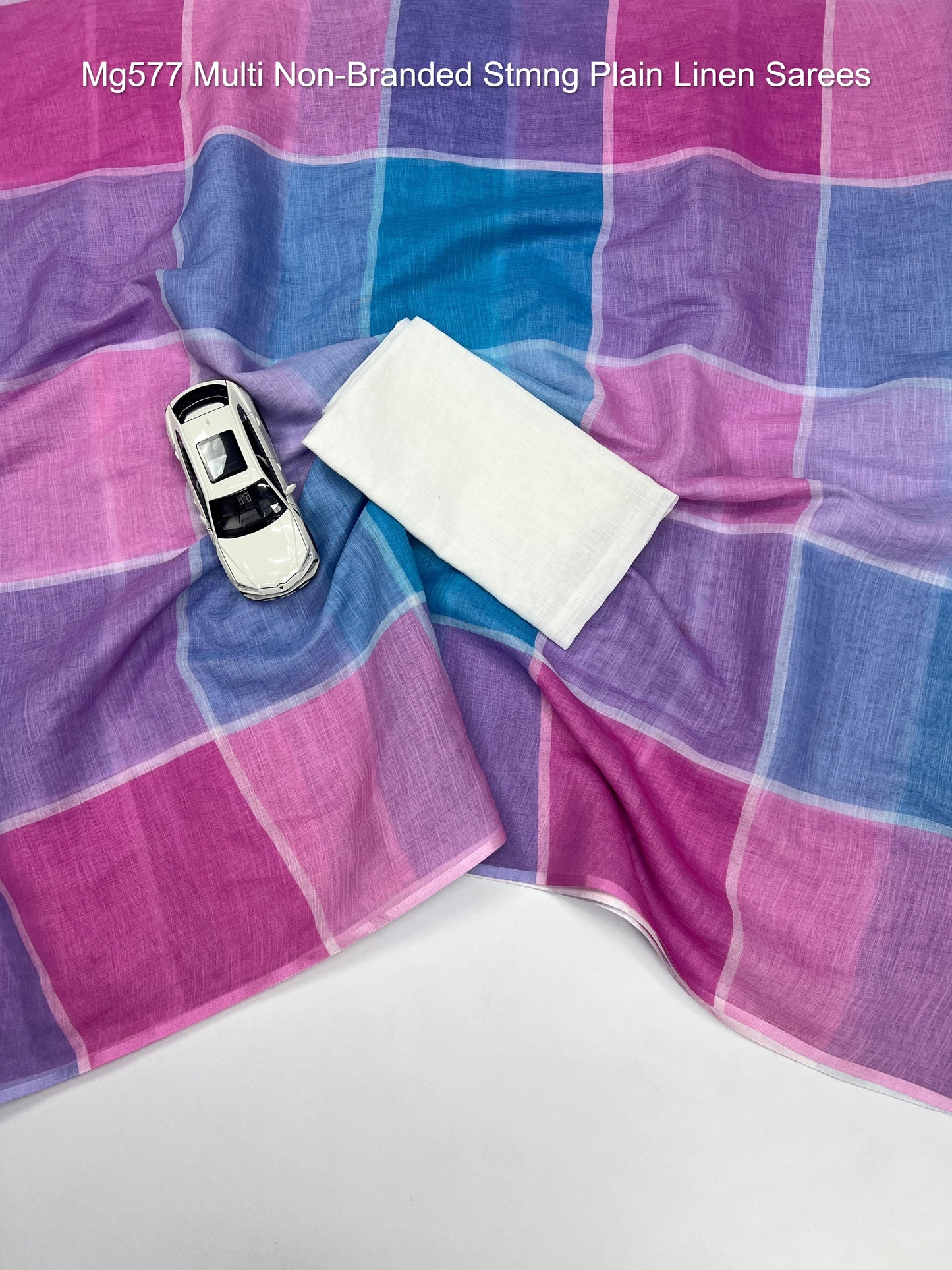 Mg577 Multi Non-Branded Stmng Plain Linen Sarees