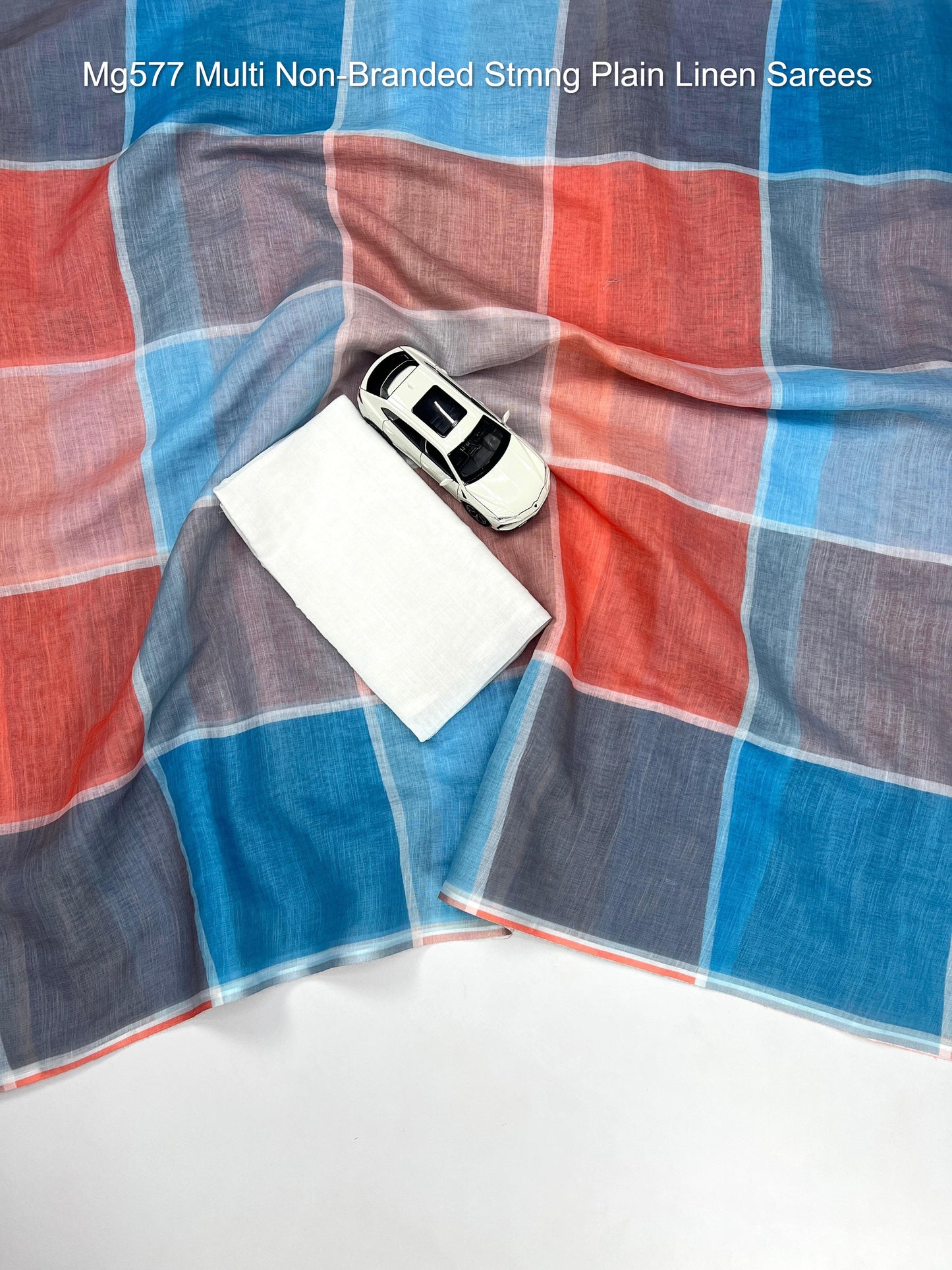 Mg577 Multi Non-Branded Stmng Plain Linen Sarees