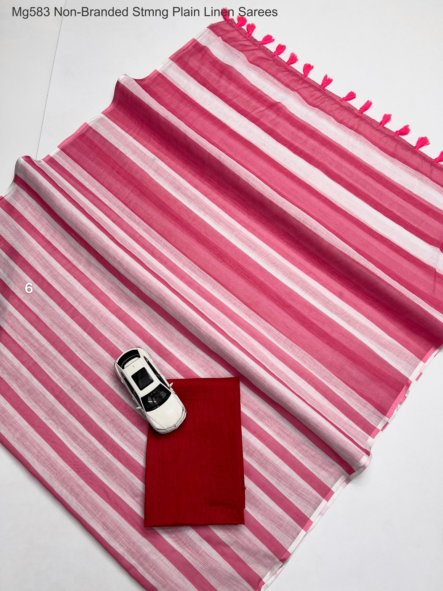 Mg583 Non-Branded Stmng Plain Linen Sarees