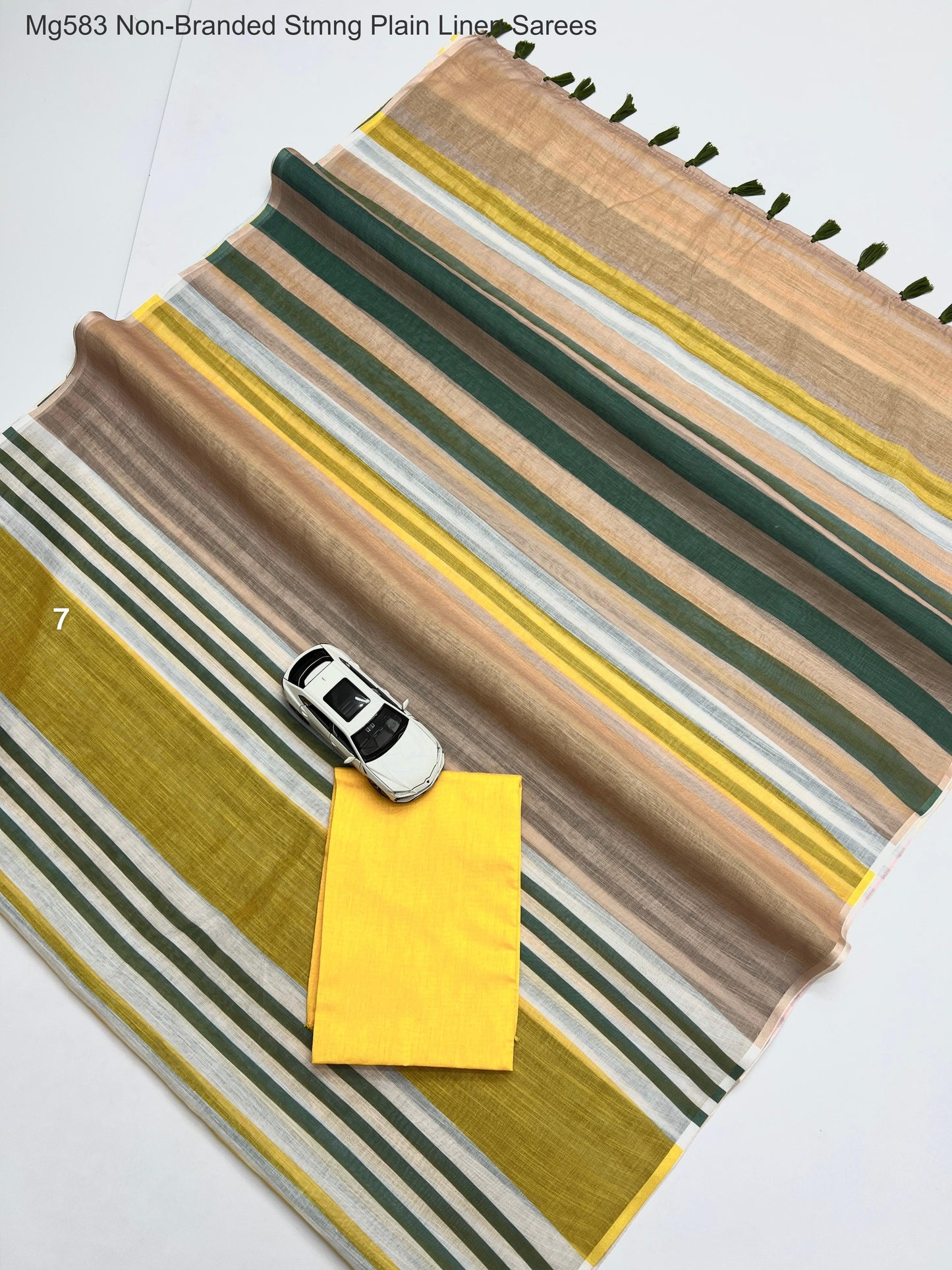 Mg583 Non-Branded Stmng Plain Linen Sarees