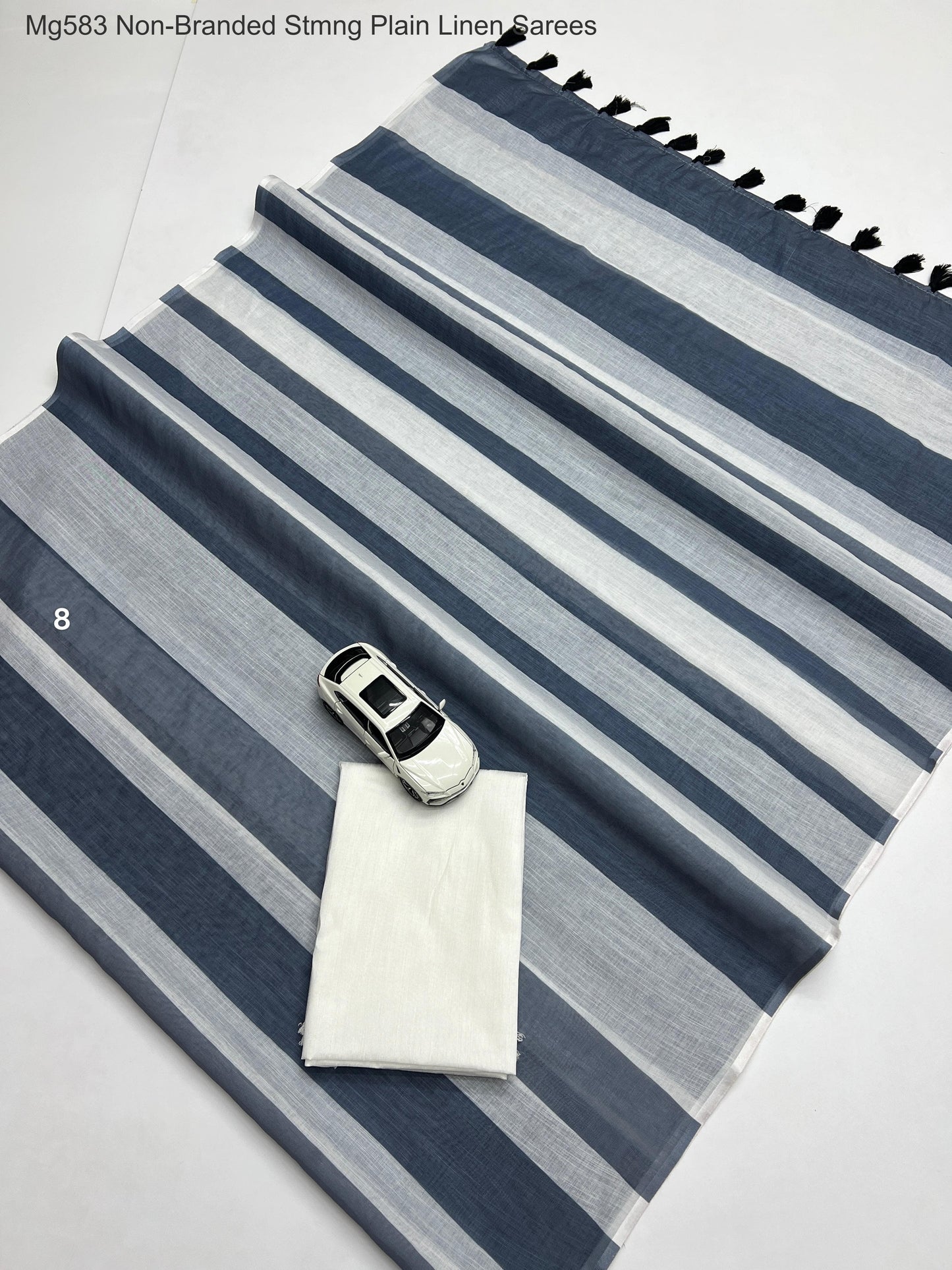Mg583 Non-Branded Stmng Plain Linen Sarees