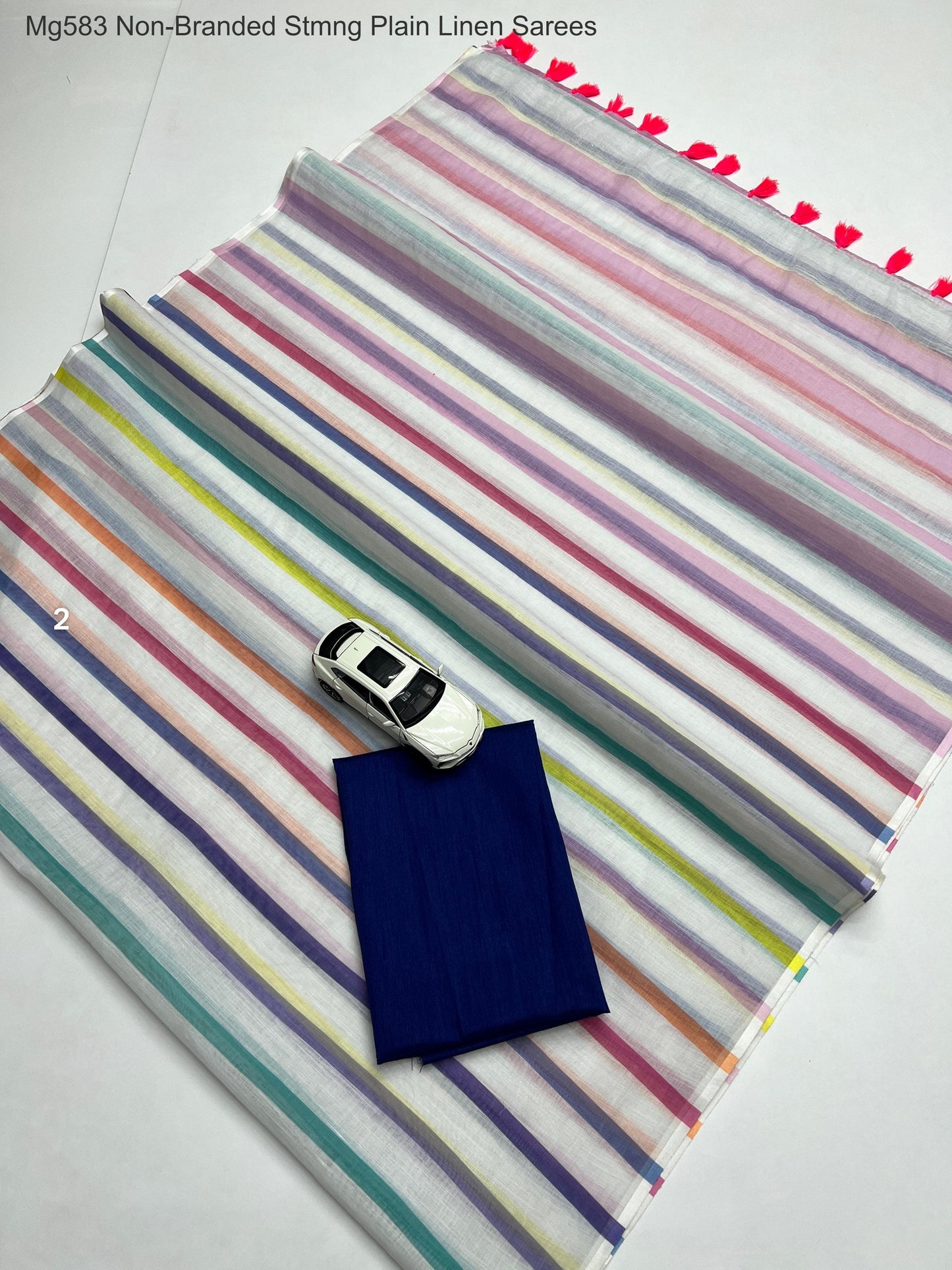 Mg583 Non-Branded Stmng Plain Linen Sarees